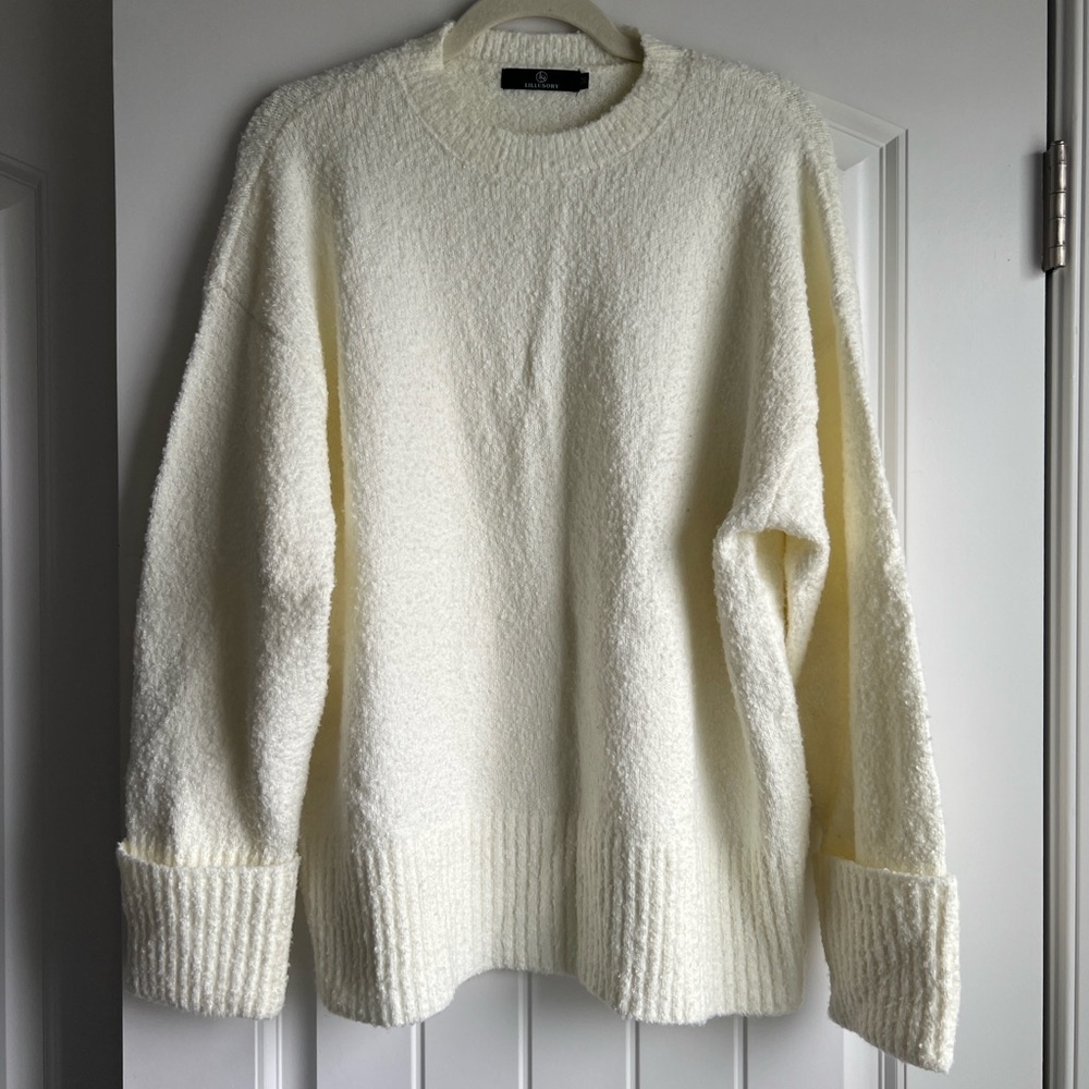 LILLUSORY Textured White Sweater